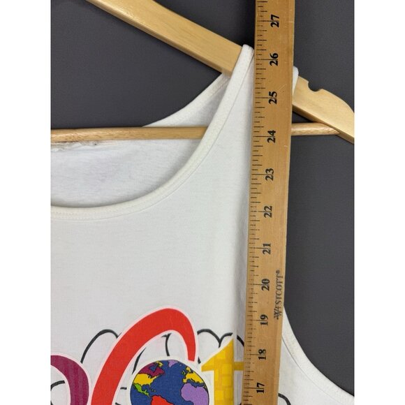 Vintage Y2K Walt Disney Mickey Mouse Epcot Center Tank Top Promo Art Logo White - Picture 15 of 15
